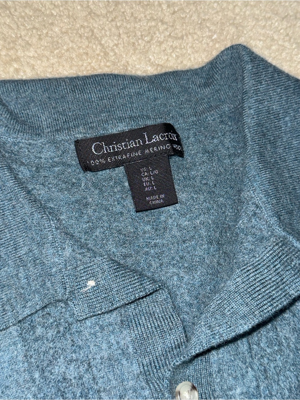 Christian Lacroix Teal Button-Up Wool Cardigan